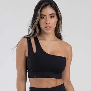 One-Shoulder Black Sports Bra